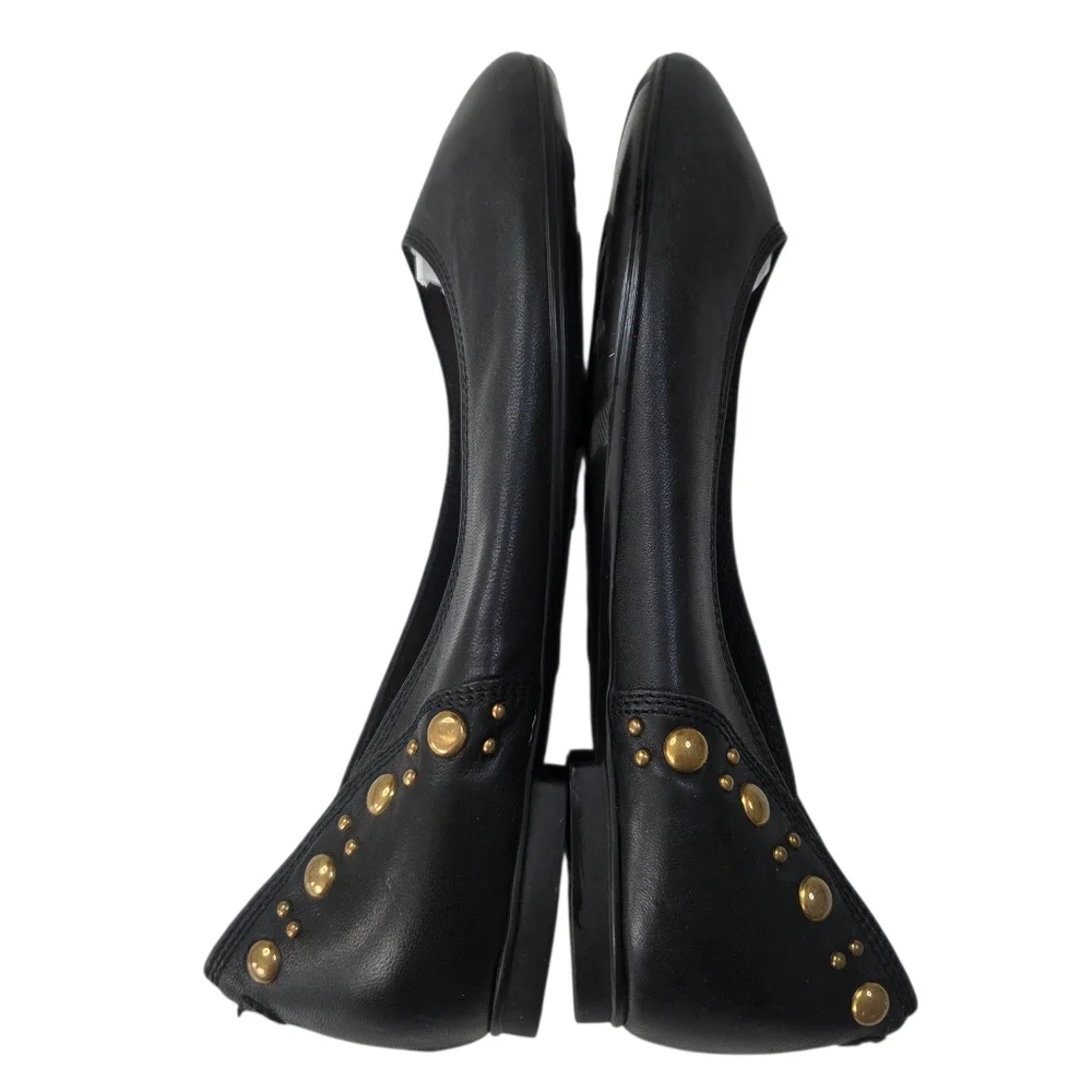 Attilio Giusti Leombruni AGL Leather Ballet Flat Shoes 36.5 6.5 Black Gold